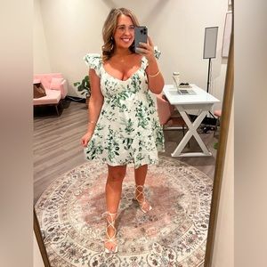 NWT ABERCROMBIE & FITCH ruche sleeve flutter mini dress